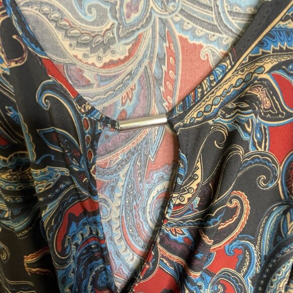 INC International Concepts Size XL Red Paisley Y2K Wrap Babydoll Top Whimsigoth - Picture 3 of 11